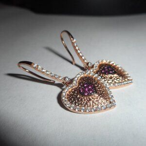 EARRINGS - 1 pair -- heart, on fishhook ear wire-